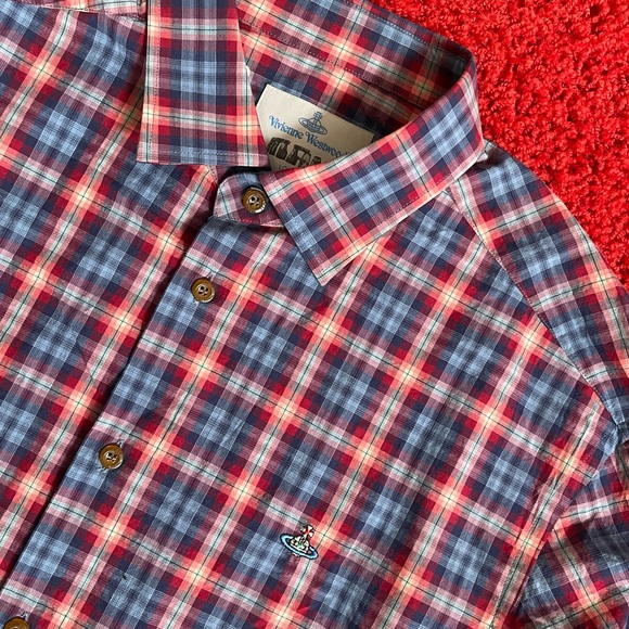 New Vivienne Westwood SS2012 Red/Blue plaid shirt long sleeve MAN SMALL Vintage